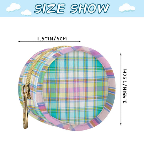 Plaid Round Pacifier Storage Case with Zipper, Portable Pacifier Case for Travel, Diaper Bag & Purse, Pacifier
