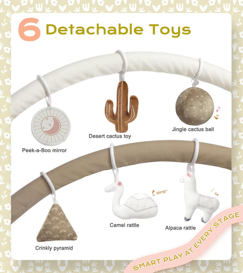 Tummy 6 12 Little Dove Time Mat with Toys, Macrame Baby Play Mat for Newborn, Baby Gym with Milestone Cards