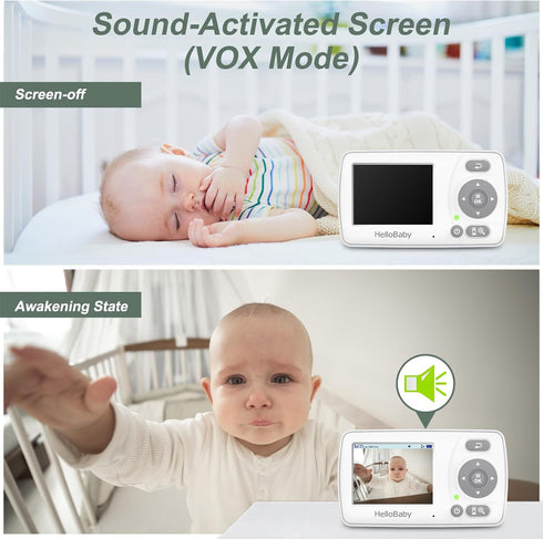 HelloBaby 2 2.4'' 1000ft Monitor with Cameras, Portable Travel Screen Baby Monitor No WiFi, Long Range Video Baby