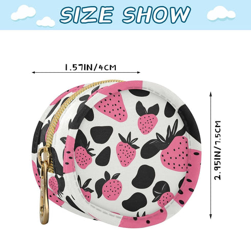YETTASBIN Strawberries Portable Pacifier Holder Case with Metal Hook Buckle & Zipper for Diaper Bag and Stroller