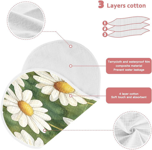 YETTASBIN Daisy Flower Muslin Baby Burp Cloth, Super Soft Absorbent Cotton Burp Rag Baby Bibs Feeding Cloth for Newborn
