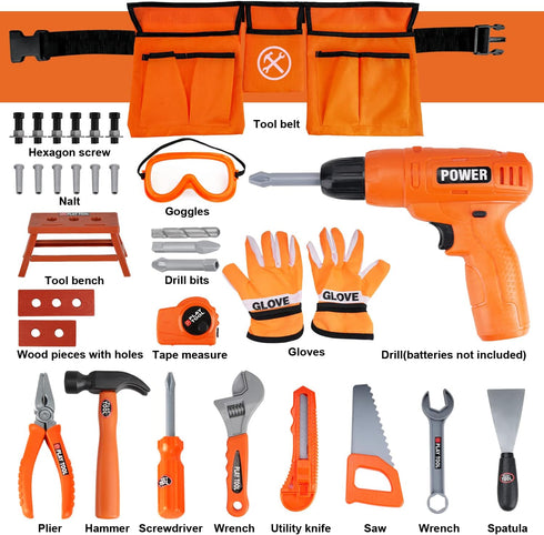 Set 4-6 Set TOY Life Kids Tool for Boy Ages with Belt, Toddler Tool with Drill, Kids Construction Toys, Learning Kit