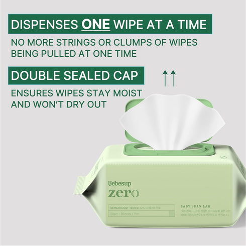 #1 640 Count (8 Packs) BEBESUP- Koreas Zero Harsh Chemicals Baby Wipes- Water Based Hypoallergenic Unscented