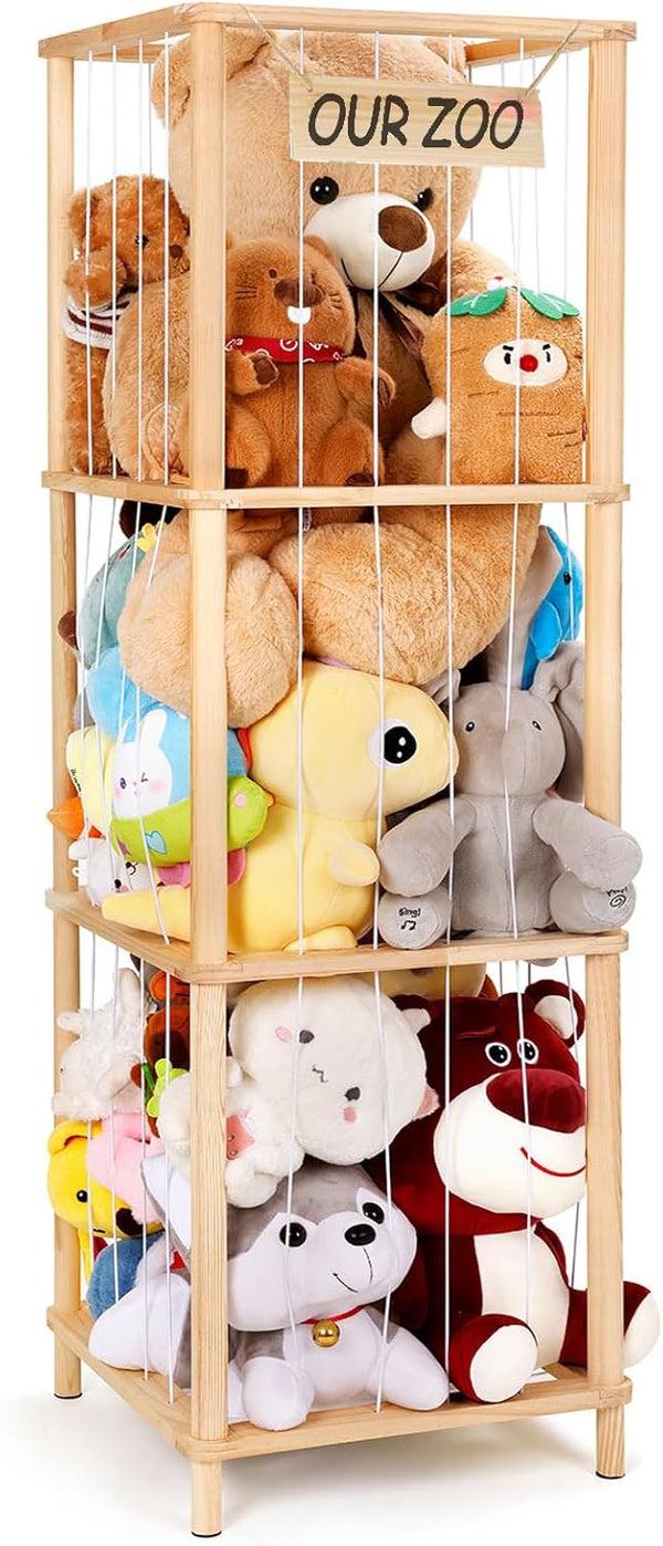ACEPRUT ACE PRODUCT ACEPRUT Large Stuffed Animal Storage 52.3"x16.5", Natural Pine Wood Stuffed Animal Organizer