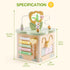 7 1+ ROBUD Wooden Activity Cube, Educational Wooden Toys with Functional Areas, Montessori Toys for Year Old Boys