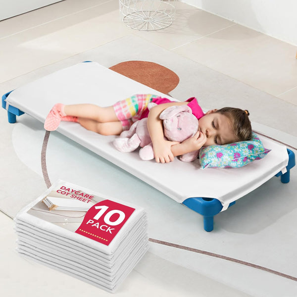 10 Pcs Cot Sheets for Daycare, 23" X 51", White Daycare Cot