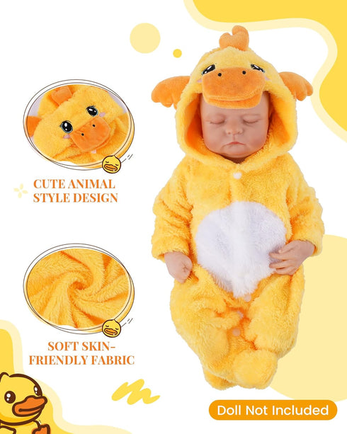 17-20 Inch BABESIDE Reborn Baby Doll Clothes for Dolls Accessories,Cute Yellow Duck Baby Doll Clothes with Hat