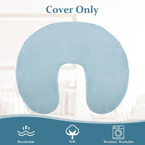 Baby Nursing Pillow Cover, Removeable Breastfeeding Pillow Slipcover, Muslin Nursing Case for Newborn Boys Girls, Soft