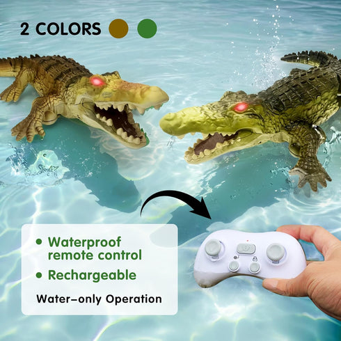 Moskiddo 3-5, 5-7, 10-12, 4-6, 6-8, Summer Swimming 8-12 Remote Control Boat Crocodile Water Toy for Kids RC Alligator