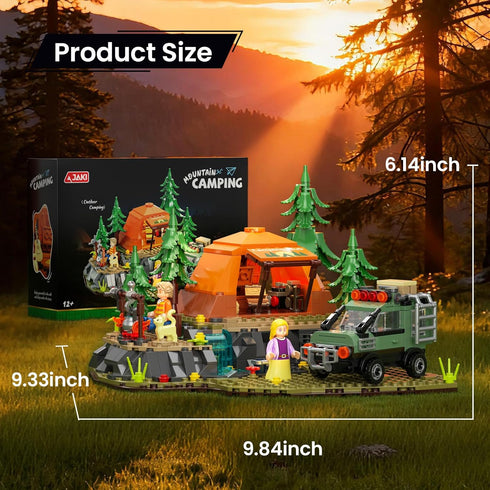 SHAREHB Set 677PCS Mountain Camping Building Blocks - Outdoor Adventure Scene Construction Toy with Tent, Camping Car