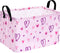 Rectangle Heart Pattern Kids Pink Storage Basket, Laundry Hamper with Handles, Baby Toys Storage Box for Boys and Girls
