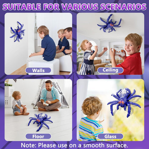 360 3 3-12 Infowush Wall Crawler Spider, Rechargeable Remote Control Robot Kids Toys, Rotating RC Wall Climbing Spider