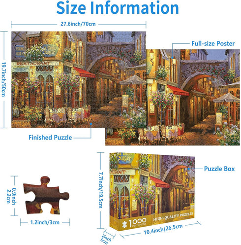 Venice 1000 Piece Puzzle for Adults, Blooming Streets Jigsaw with Flowers Scene