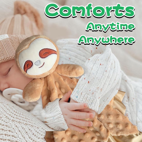 Sloth Baby Security Blankets, Soft Loveys for Babies, 16" Snuggle Toy Lovie, Baby Girl Gifts