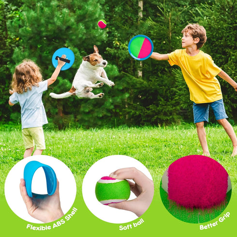 Toss and Catch Ball Set, Upgraded Beach Toys Outdoor Games for Kids Ages 3-12, Paddle Catch Toy Games for Family Gifts