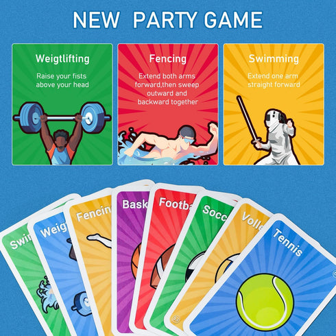 2-8 Sports Card Game - Soccer Basketball Volleyball Football Tennis - Speed-Matching Board Games for Adults Wildly