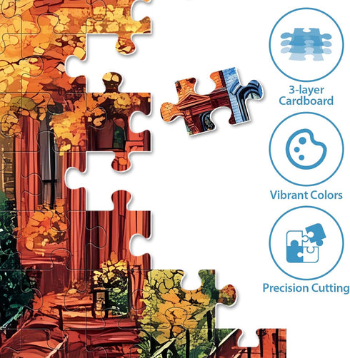 BraniacBits 500 500 (20.5x15in) Pieces Jigsaw Puzzles for Adults, Beautiful Fall Street Puzzle for Adults Elderly