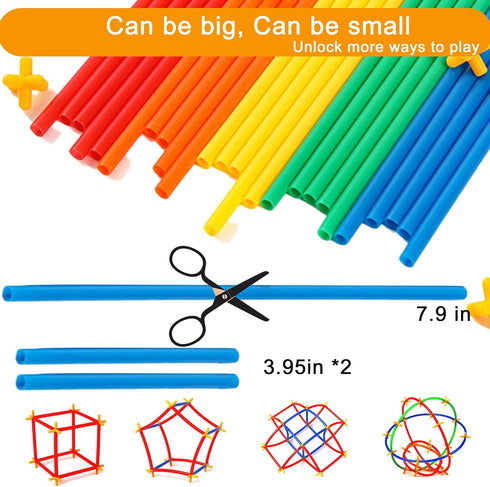 RAINBOW TOYFROG Building Straws and Connectors - 300 Pcs STEM Blocks Construction Toys for Boys & Girls