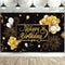 Blulu Happy Birthday Banner Sign, Large Fabric Glitter Poster for Birthday Decoration Supplies (Black and Gold)