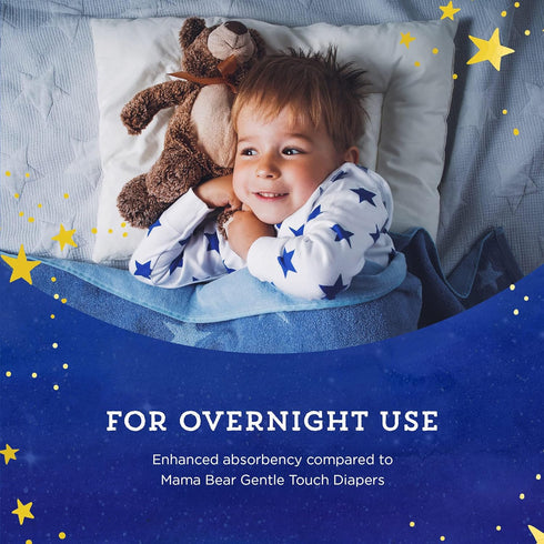 6, 54 Count Amazon Brand - Mama Bear Overnight Baby Diapers with Leak Protection and Skin Protection, Fragrance-Free