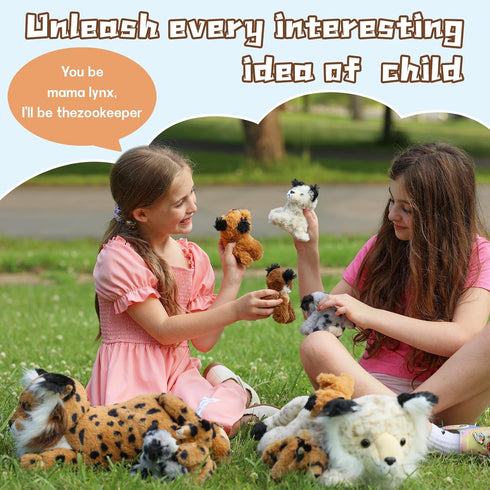 5 Babies,18-inch Muiteiur Piece Lynx Stuffed Animals, Soft Bobcat Stuffed Animals with Cute Plush Toy for Kids Girls