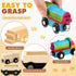 Lenwen 26 Pcs Unpainted Magnetic Wooden Train Cars for Boys and Girls, DIY Unfinished Magnetic Train Set