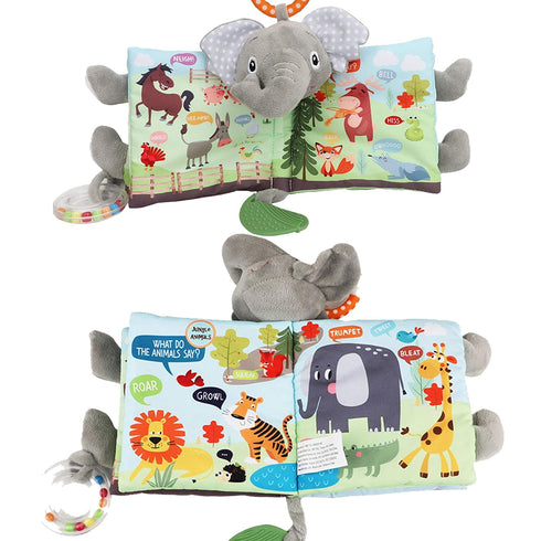0-6 6-12-18 1-2 Elephant Touch and Feel Baby Books Toys Months, Loveys Crinkle Books for Babies,Infant Toys Months Year