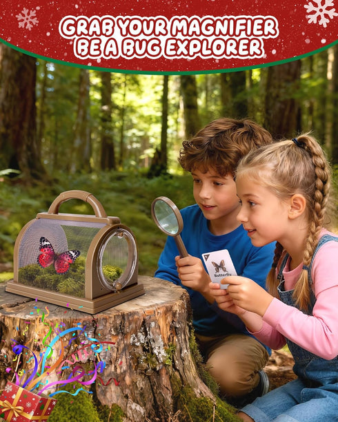 CUUCUVA 8 10 3+ Bug Catcher Kit for Kids Outdoor Explorer Kit with Insect Cage, Observation Box, Magnifying Glass, Toy