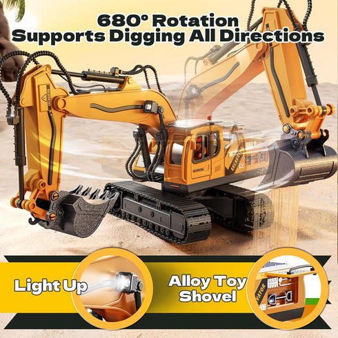 3 4 5 6 7 8 15 2.2 lb 4-6 RC Excavator Toys for Year Old Toddler Boys, Channel Remote Control Construction Toys