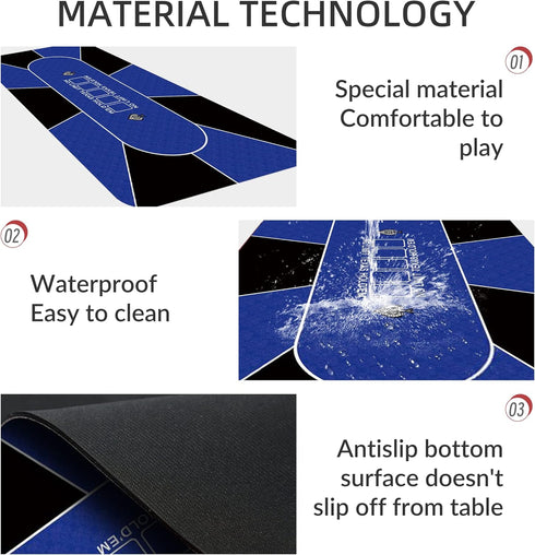 nuveti Poker Mat - 55 x 28inch Non-Slip Waterproof Rubber Poker Table Game Mat for 6-8 Players