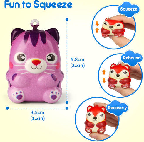 24 Pack Mocoosy Animal Squishy Toys for Kids Party Favors, Easter Basket Stuffers Bulk, Birthday Goodie Bag Stuffers