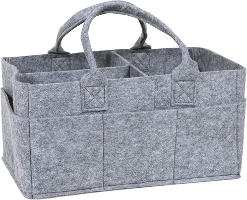 Sammy & Lou Light Gray Felt Storage Caddy, Divided Design for Diapers and Wipes, 11.5"D x 6"W x 8"H