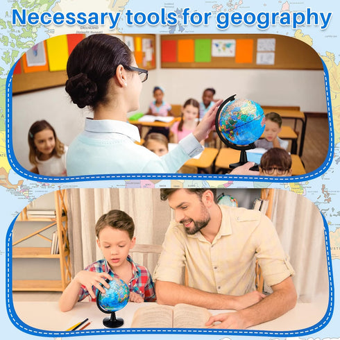 12 Pieces World Globe with Stand - 4.6 Inches Educational Geographic Globe for Kids, Classroom Desk Decor, Blue
