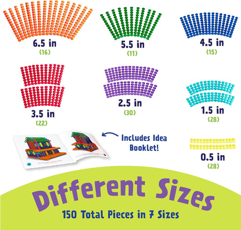 Set 4 150 POPULAR PLAYTHINGS Playstix Construction Toy with Building Sticks for STEM and Classroom Use, for Kids Ages