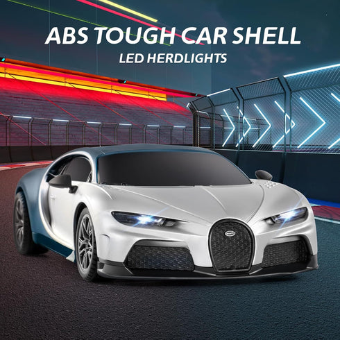 MIEBELY Remote Control Car, 1/24 Scale Fast RC Race Car, Bugatti Chiron with Headlight, Racing Hobby Model for Kids and