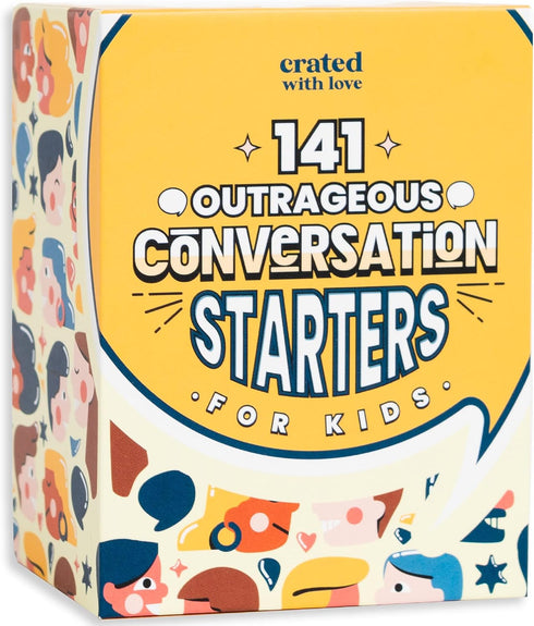 Crated with Love - 141 Outrageous Conversation Starters for Kids, Travel Games Card Deck for Family Topics