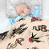 Old School Tattoo Baby Blanket Cozy Cotton Throw Blanket Warm Nursery Receiving Toddler 30" x 40