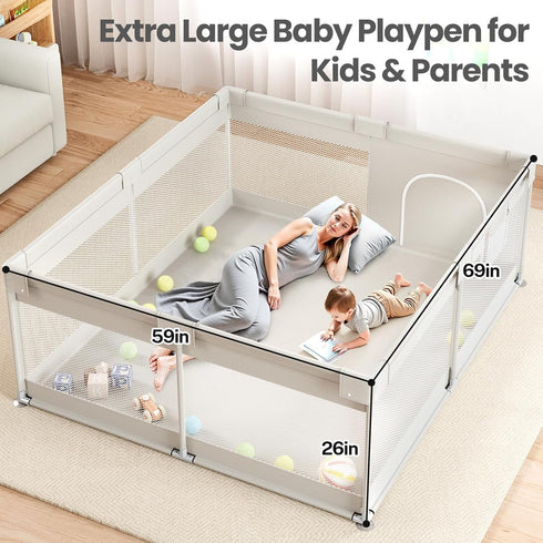 6959in) ZEEBABA Extra Large Baby Playpen - Playpen for Babies and Toddlers, Play Pen with Gate, Play Yard Baby Fence