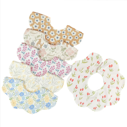 JUVA 6-Pack 360 0-24M Organic Cotton Baby Bibs, Absorbent & Reversible, Rotating Drool Bibs for Boys & Girls