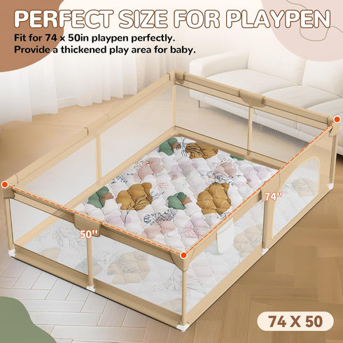 74x50IN Tummy 6-12 Baby Play Mat - Time Mat for Babies Months - Non-Slip Safe Crawling Mat for Indoor & Outdoor - Soft