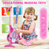 TG4 Set Contixo Musical Guitar and Microphone for Kids, Purple Electric Guitar Toys Starter Kit with Adjustable Height