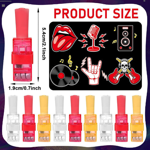 36 PCS Rock LED Finger Lights Music Party Favors Glow in the Dark Light Up Finger Lights Guitar Themed Toys Bulk
