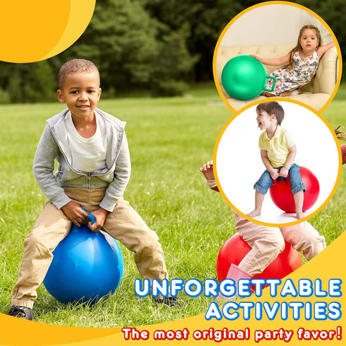 Lewtemi 6 Pcs Inflatable Hopper Ball 18 Inch Jumping Bouncing Ball with Handle and Air Pump for Kids Outdoor Games