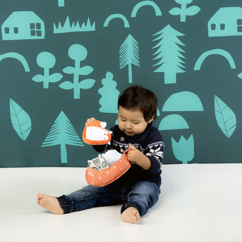 Manhattan Toy Camp Acorn Canoe Buddies Soft Stuffed Animal Baby Toy, Orange, 9" x 4" x 5"