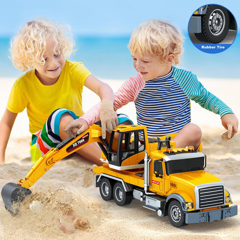 3 4 5 6 7 8 15" Bstoyder Kids Toys for Years Old Boys, Excavator Truck Toy with Lights, Sounds, Toddler Friction