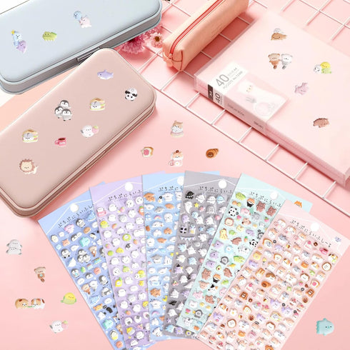 Jactales 600+ 3D Set Case-Removable-6 Cute Mini Puffy Stickers-Small Tiny Micro Bulk Sticker for Kids Girls
