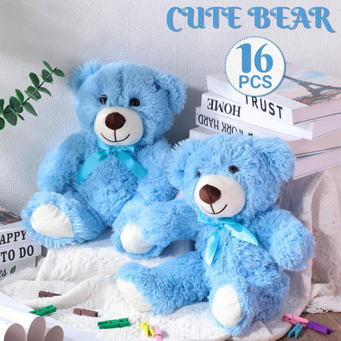 Jenaai 16 Pieces Stuffed Animals, 13.8 Inch Plush Bears with Bow for Baby Shower Wedding Christmas Birthday Favors