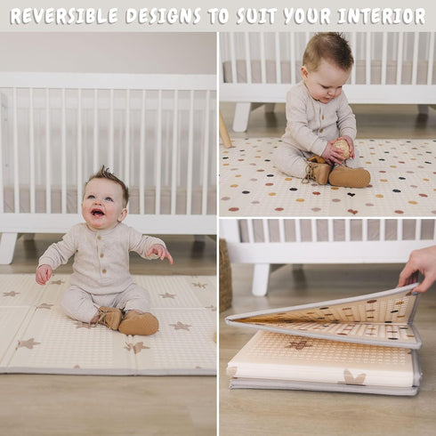 47 35 Inches) Bubba Bear Baby Play Mat, Thick Foam with Pattern Design, Foldable Waterproof Padded Crawling Mat