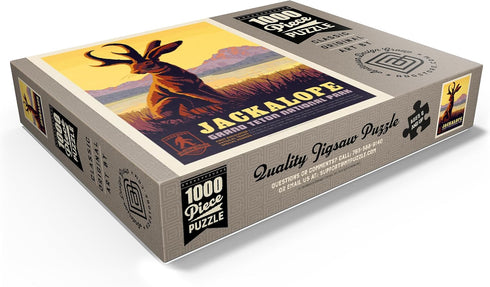 MyPuzzle Legends of The National Parks: Grand Teton's Jackalope Vintage Poster - Premium 1000 Piece Jigsaw Puzzle