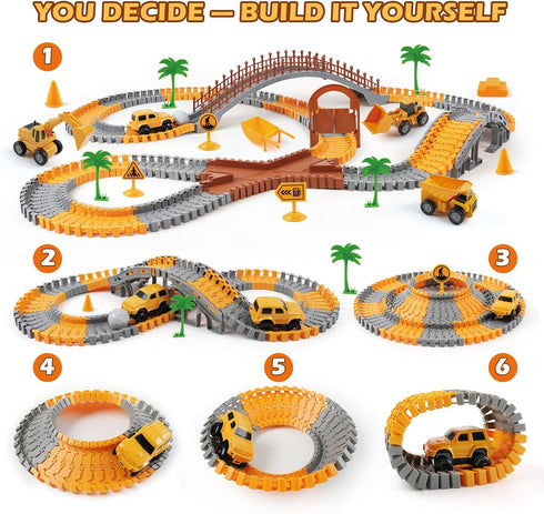 230+ Set 3 4 5 6 7 Playset Magickidz PCS Construction Tracks Toy for Kids - DIY Engineering Building with Excavator